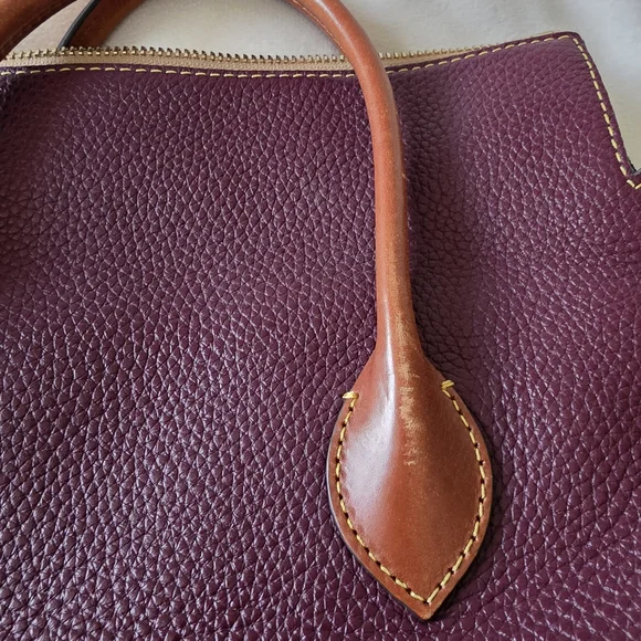 Dooney & Bourke Burgundy Satchel with Tan Trim - Picture 5 of 8